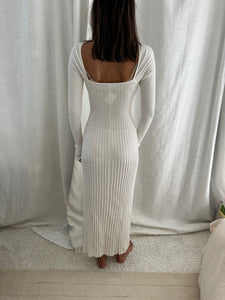 Ribbed White Cut Out Dress