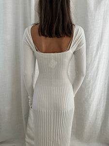 Ribbed White Cut Out Dress